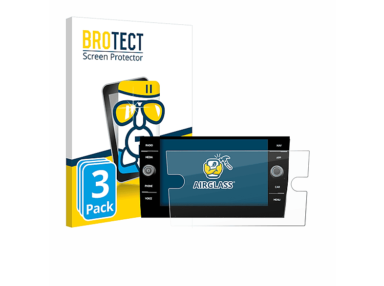 BROTECT 3x Airglass klare Schutzfolie(für Volkswagen Taigo Discover Media 8” 2023)