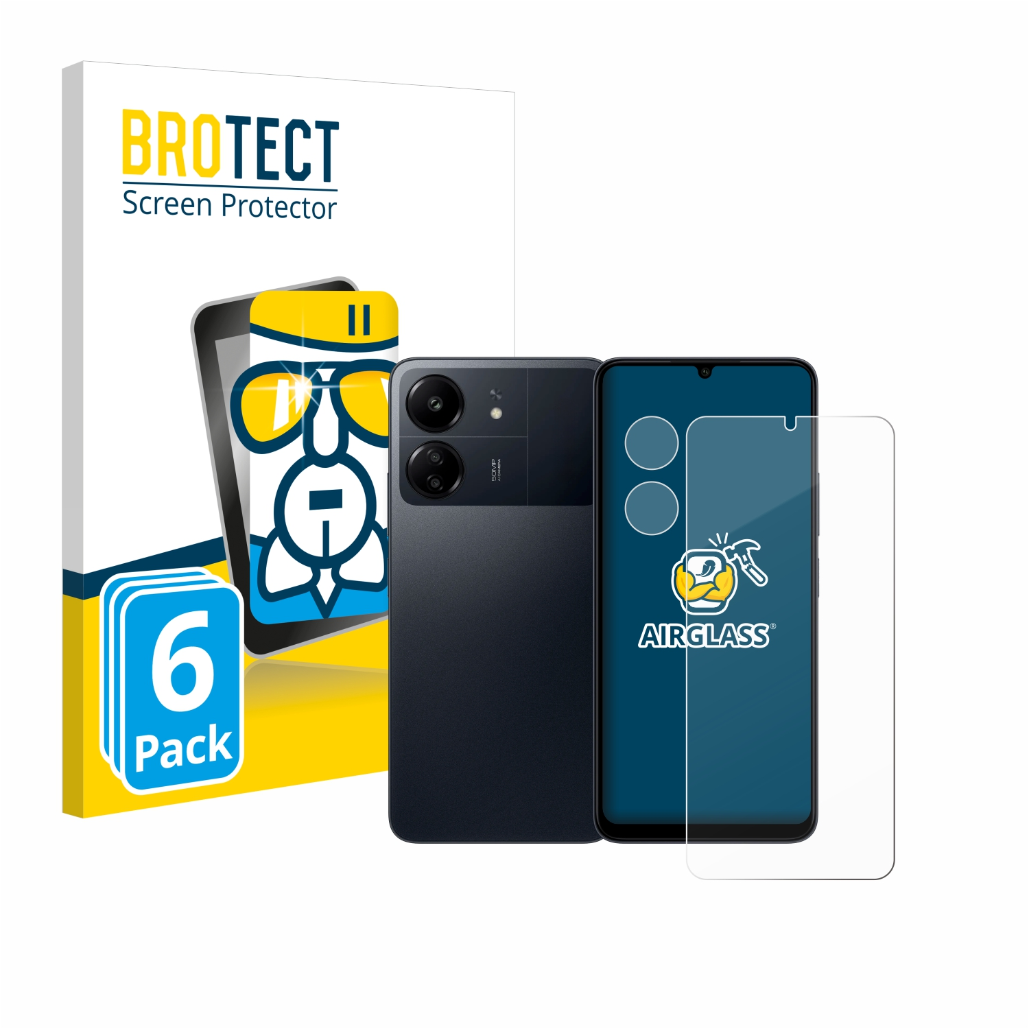 BROTECT 6x Airglass klare Schutzfolie(für Poco Xiaomi C65)