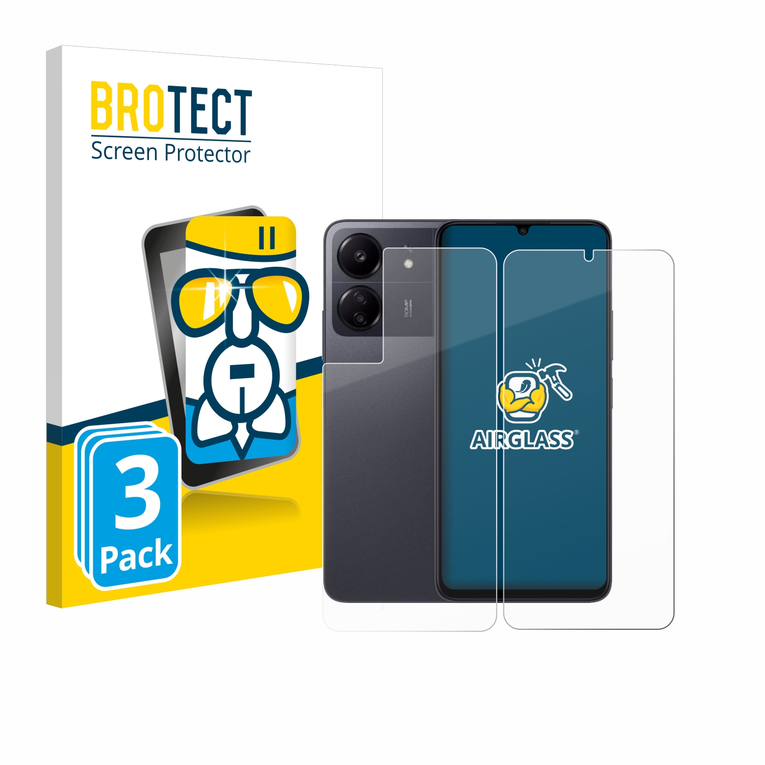 BROTECT 3x Airglass Poco C65) klare Xiaomi Schutzfolie(für