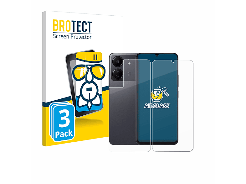 BROTECT 3x Airglass klare Schutzfolie(für Xiaomi Poco C65)