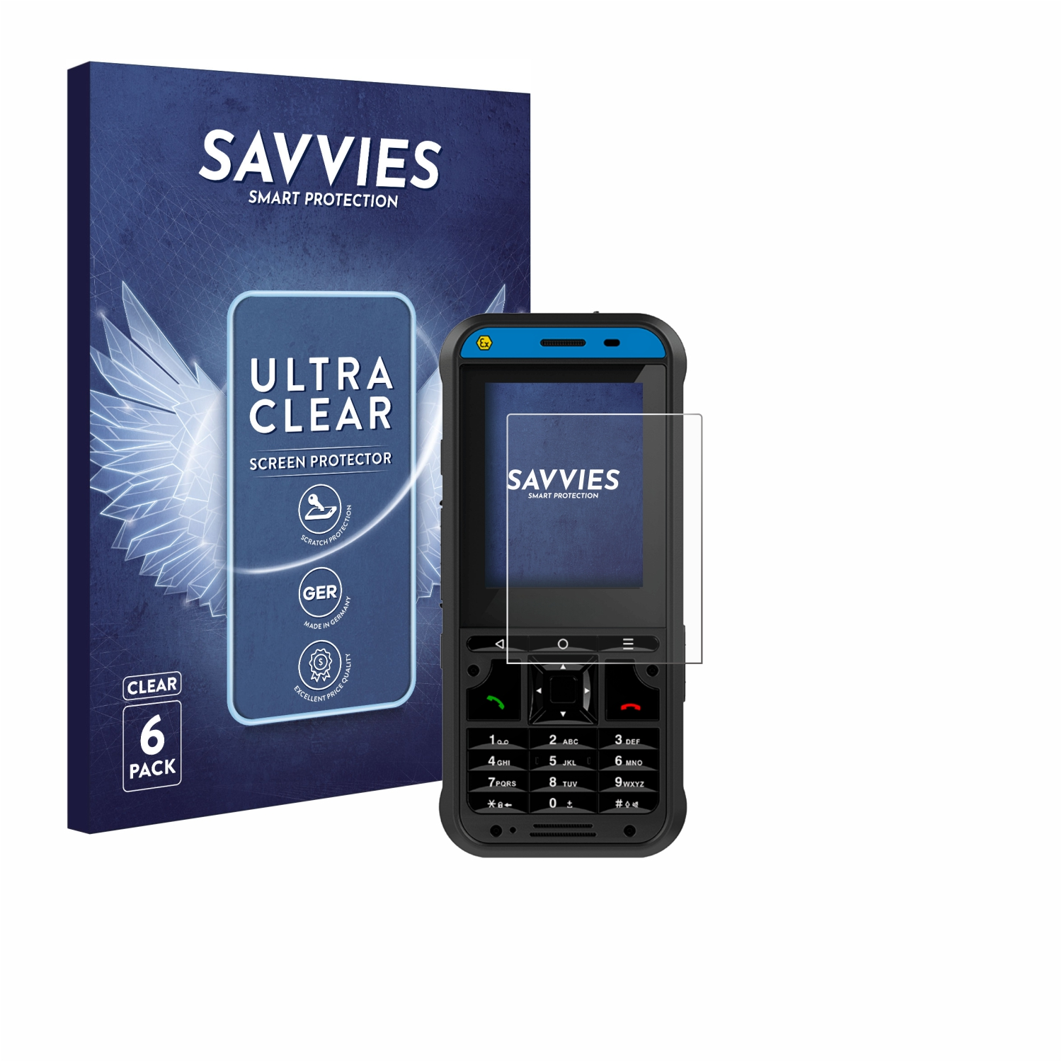 DZ1) SAVVIES 6x Ecom klare Schutzfolie(für 10 Ex-Handy