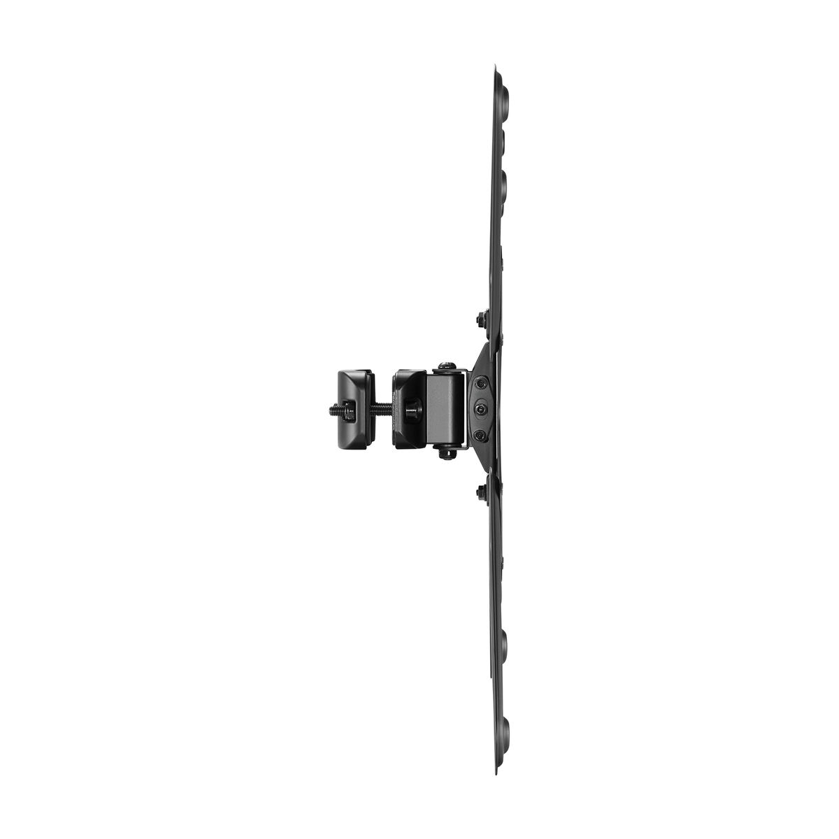 Zwarte tv-muurbeugel. Metalen structuur om een tv aan de muur te bevestigen.