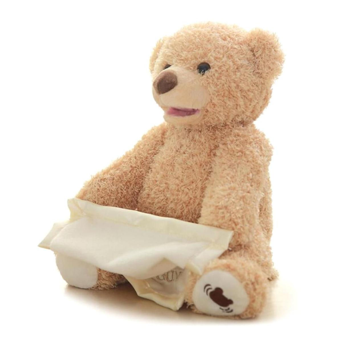 Ein Teddybär, der ein Taschentuch hält, mit weißem Hintergrund.