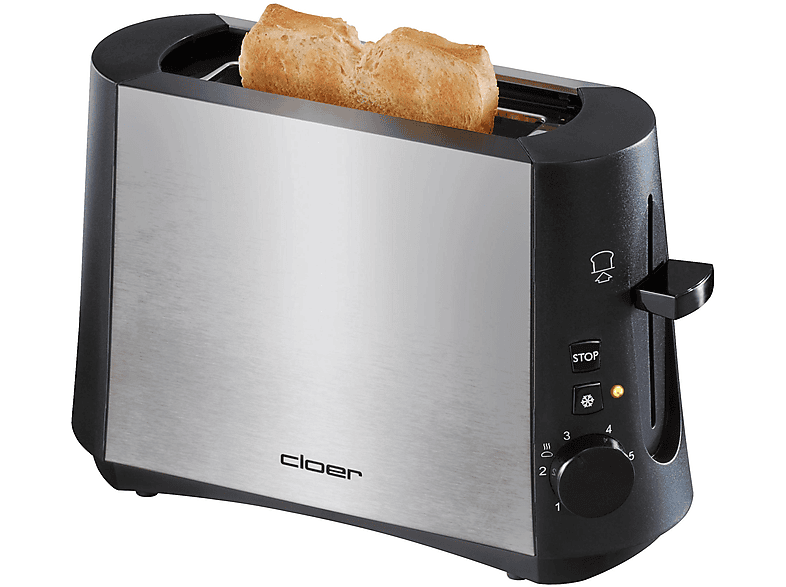 CLOER 3890 TOASTER Toaster Schwarz/Edelstahl (600 Watt, Schlitze: 1)