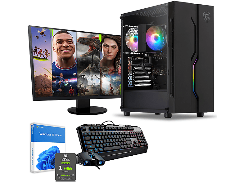 SEDATECH Intel i5-10400F, Gaming PC mit Intel i5-10400F Prozessor, 16 GB RAM, 500 GB SSD, Geforce RTX3050, 8 GB