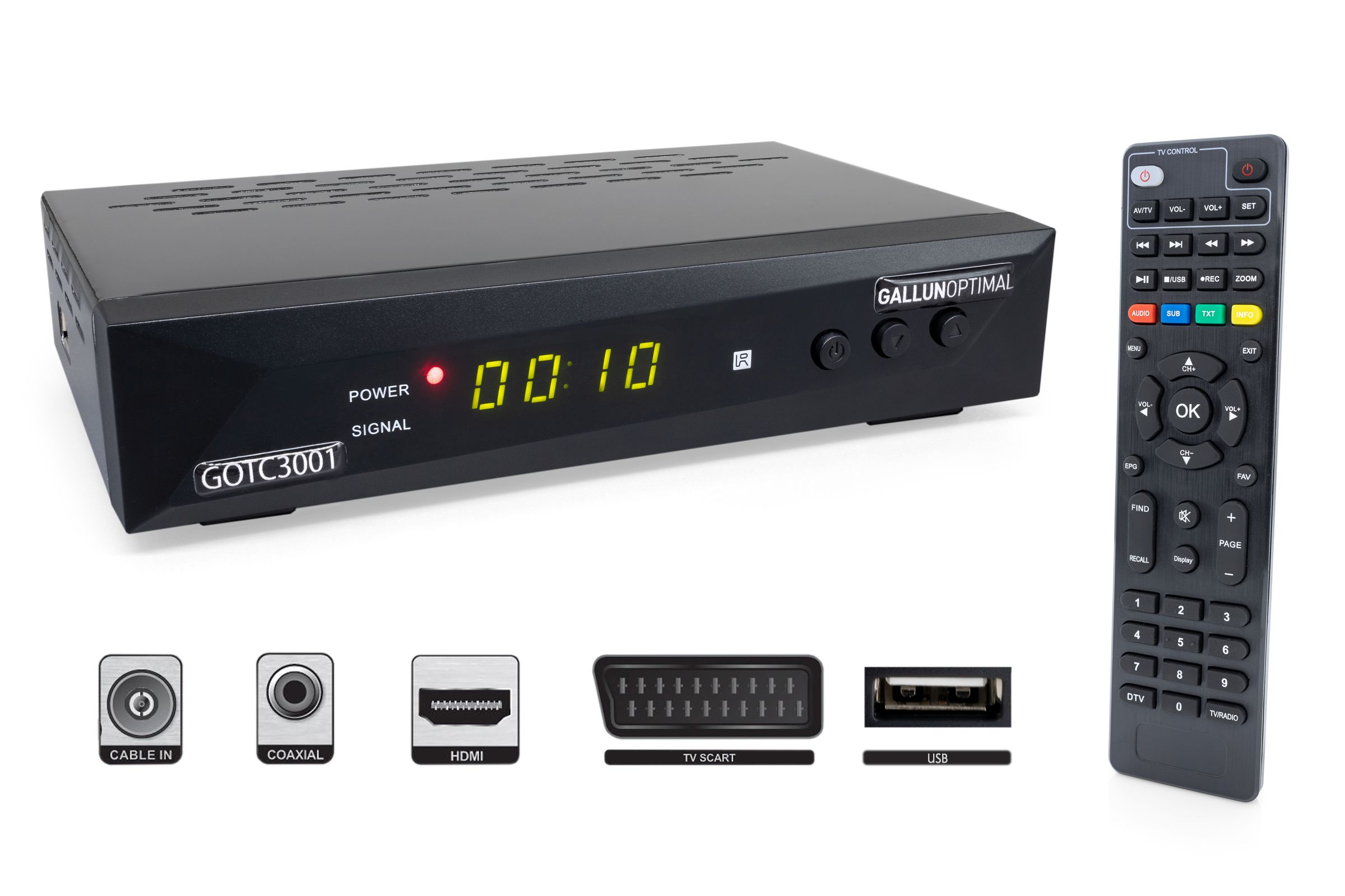 GALLUNOPTIMAL GOTC3001 schwarz) DVB-T, Kabelreceiver (HDTV, HD DVB-C, PVR-Funktion