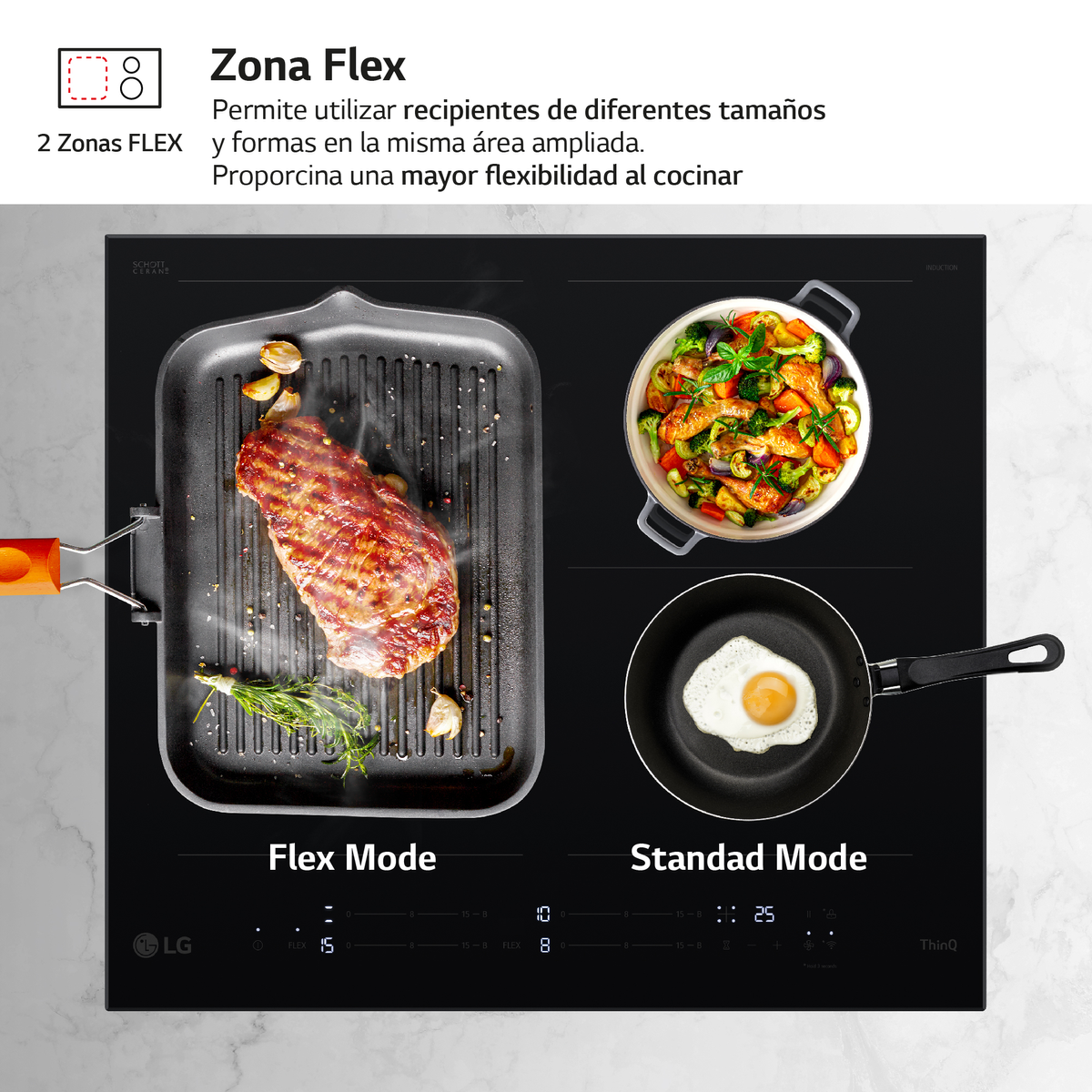 Placa inducción - LG CBIZ2435B, 4 zona(s) zonas, 59 mm, Cristal Negro