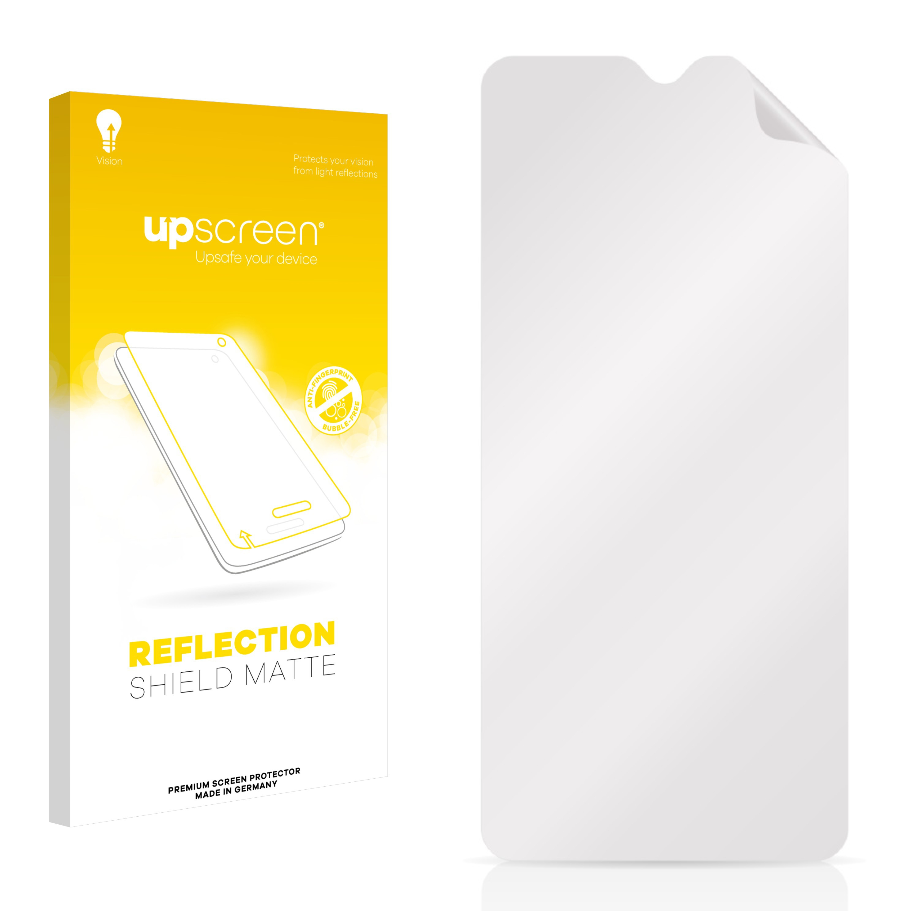 Displayschutzbox und Schutzfolie. Box liest sich 'REFLECTION SHIELD MATTE'.