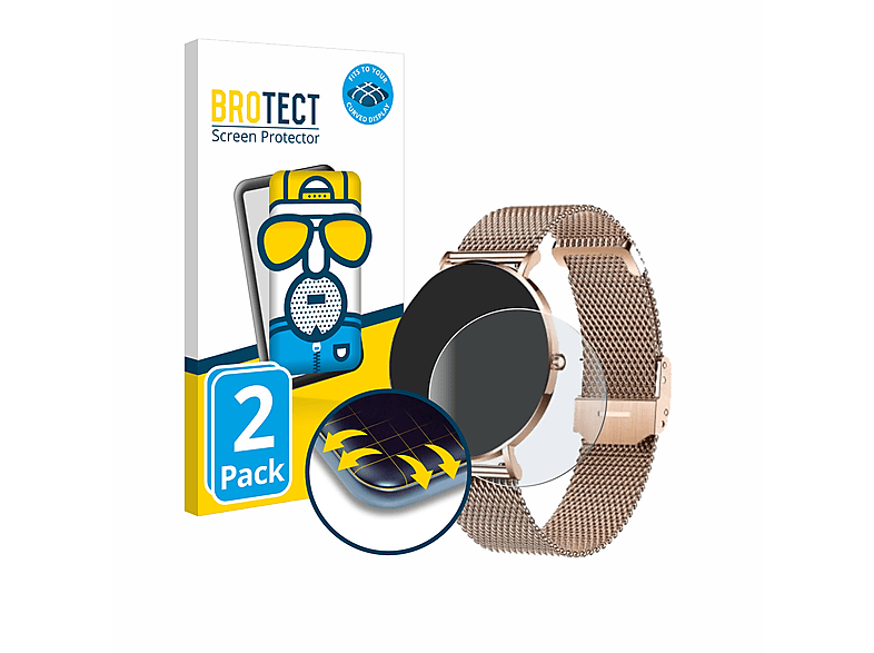 BROTECT 2x Flex matt 3D 2) Full-Cover Siona Curved Schutzfolie(für Xcoast X-Watch
