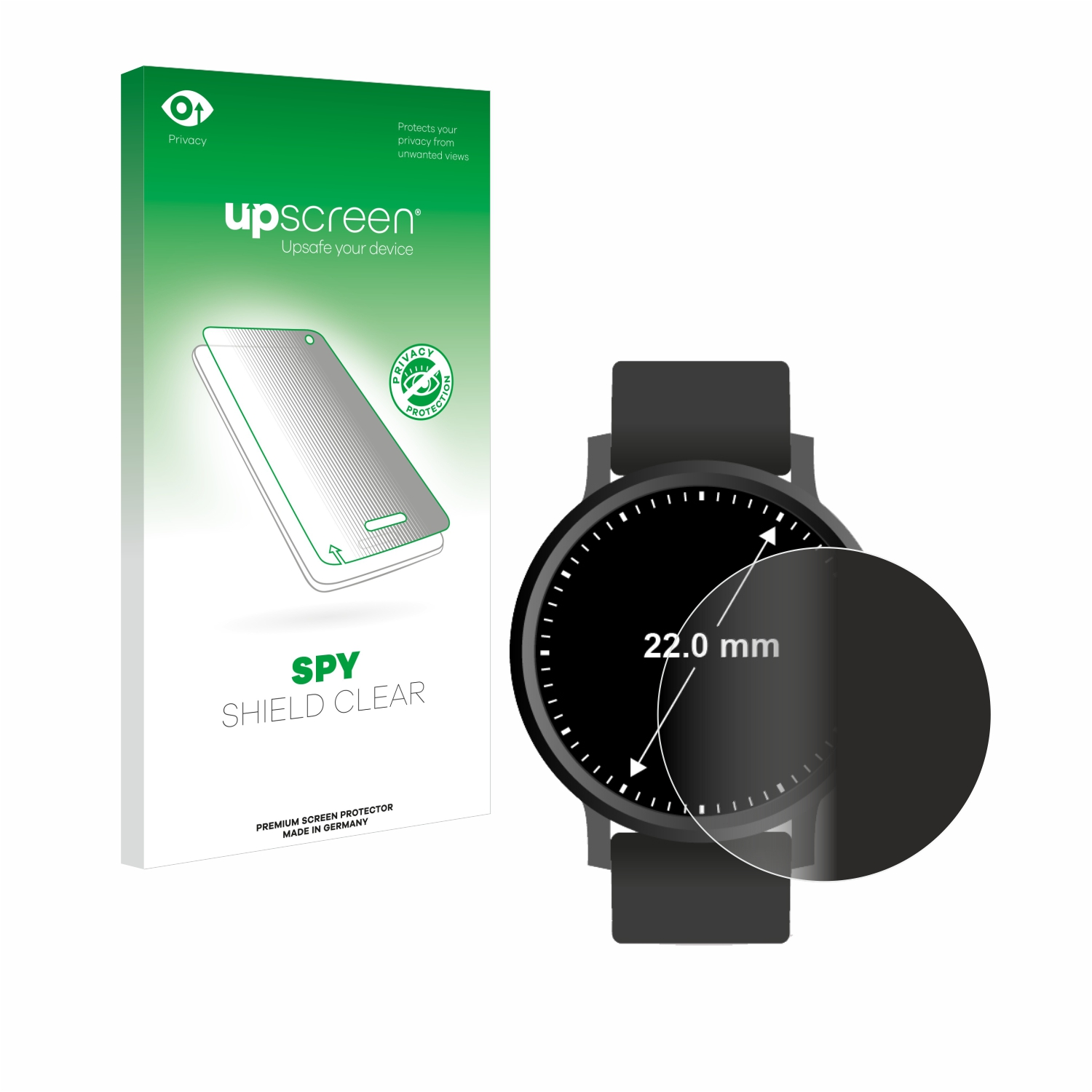 UPSCREEN Anti-Spy Schutzfolie(für Universal Displays mm)) 22 (ø: Kreisrunde