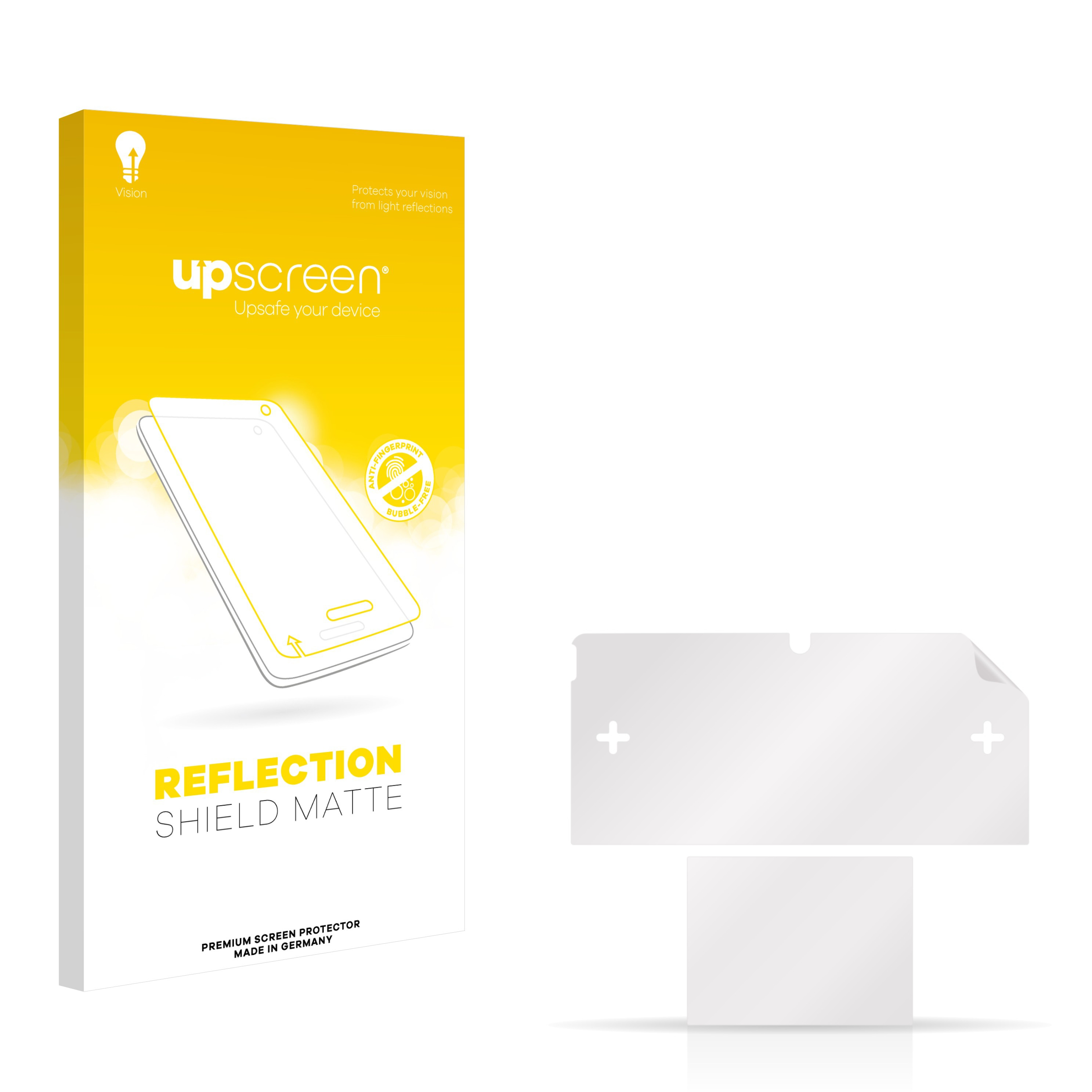 Box mit Telefonbild und Displayschutz. Text: Reflection Shield Matte.
