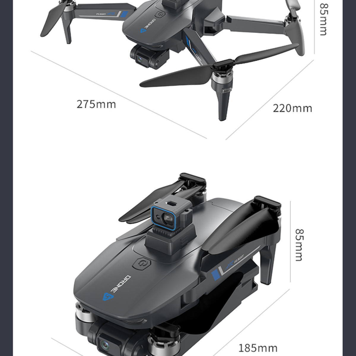 Hindernisvermeidung INF Design, 4K-Drohne Drohne, Schwarz Doppelkamera, faltbarem mit