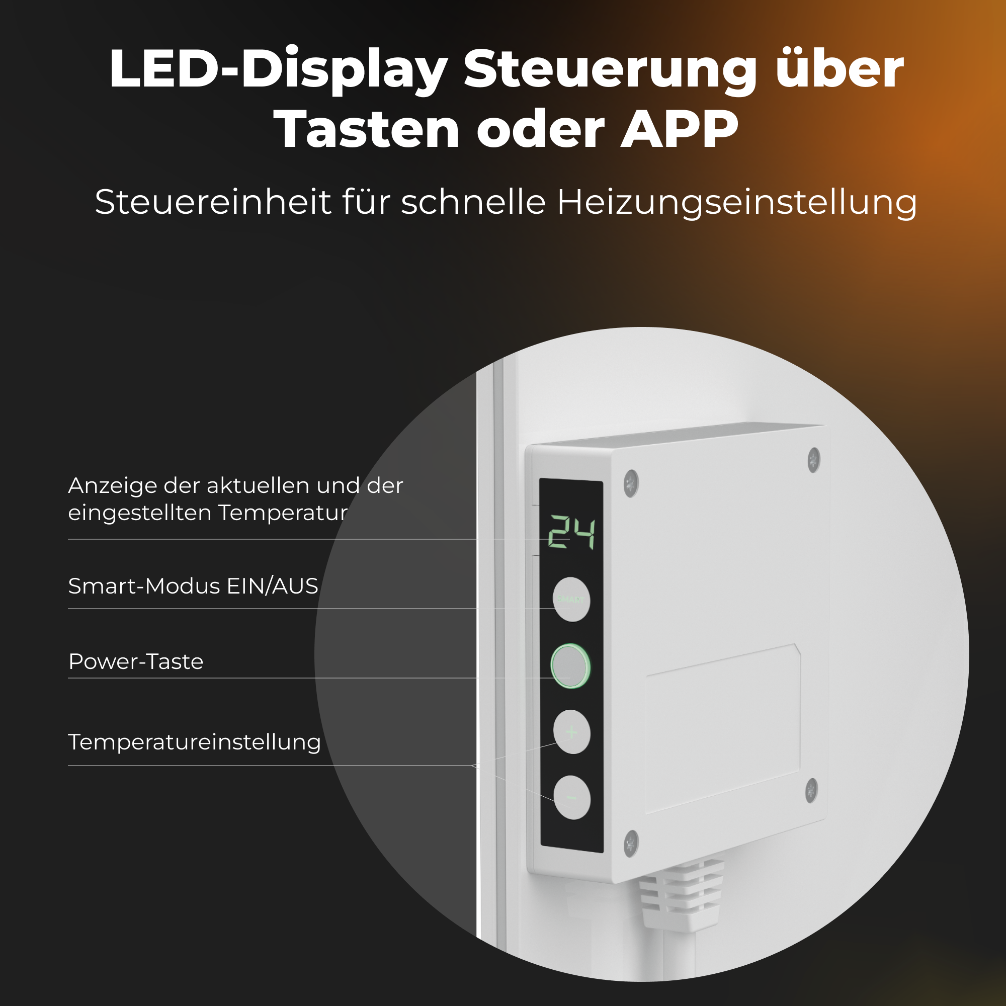 LED-Heizung Boden Watt) energiesparend, W, Premium GH3S, Eco Smart Infrarot-Heizstrahler AENO (700 700 & gehärtetes Wandmontage Glas,