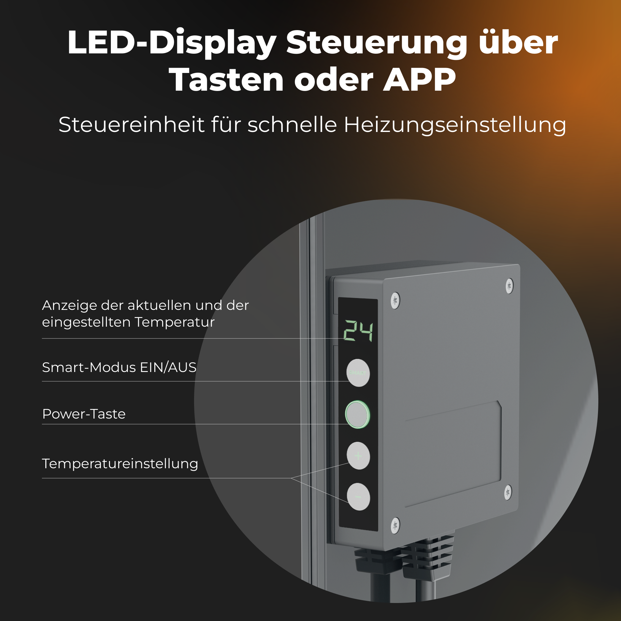 AENO Premium Steuerung, Glas, Wi-Fi Ultra energiesparend, (700 Eco GH5S, Infrarot-Heizstrahler LED-Heizung Watt) dünn gehärtetes Smart