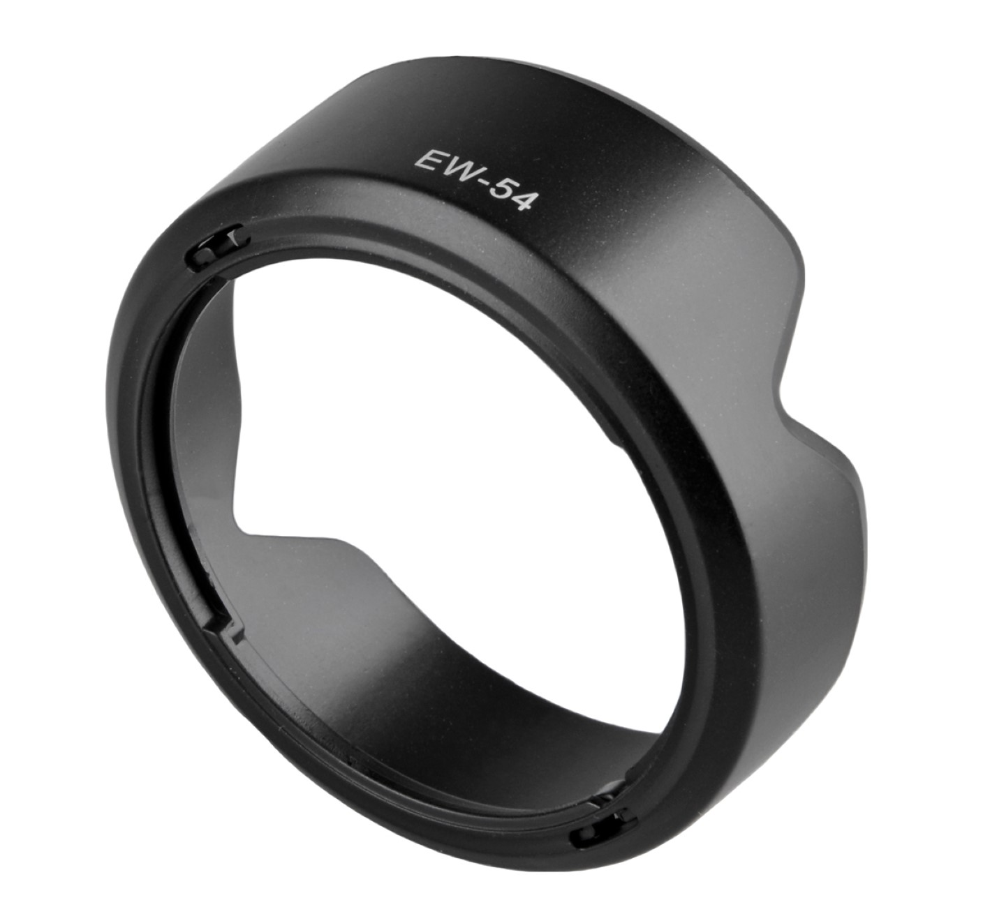 Schwarze Objektivsonnenblende mit dem Text 'EW-54'.