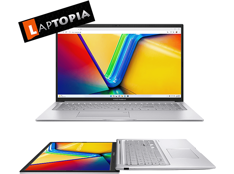 ASUS VivoBook X170, Core i7-1255U, Beleuchtete Tastatur, Windows 11 Pro + Office 2021 Pro, Notebook mit 17,3 Zoll Display, Intel® Core™ i7 Prozessor, 32 GB RAM, 500 GB SSD, Silber