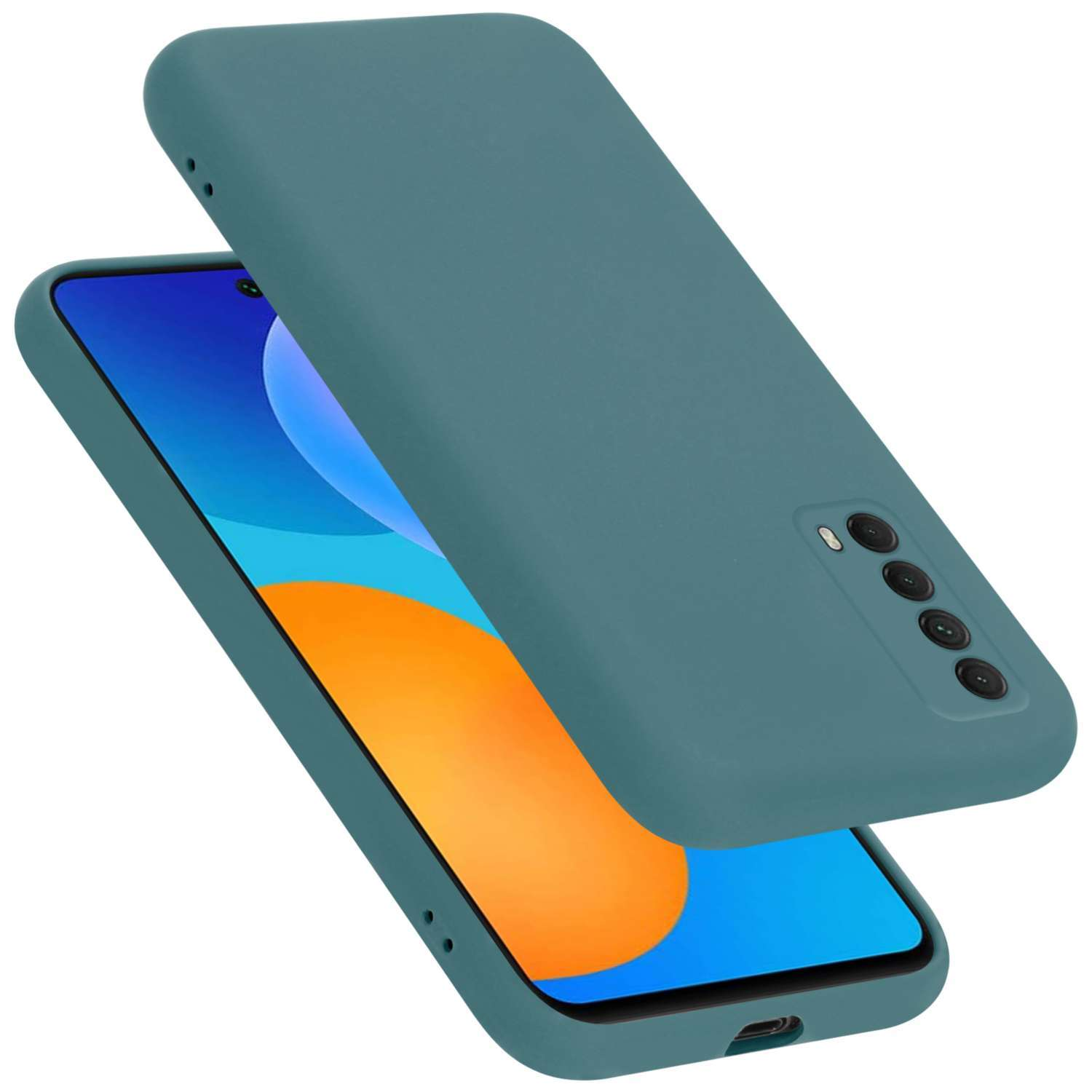 CADORABO Hülle Silicone Liquid im GRÜN Case Backcover, Huawei, 2021, Style, P LIQUID SMART