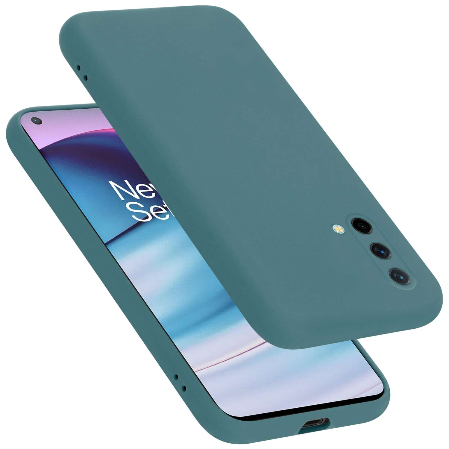 CADORABO Hülle im Liquid Silicone LIQUID Case 5G, Nord OnePlus, Backcover, CE Style, GRÜN