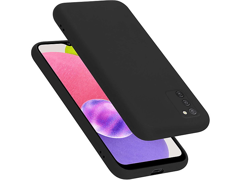 CADORABO Hülle im Liquid Silicone Case Style, Backcover, Samsung, Galaxy A03s, LIQUID SCHWARZ