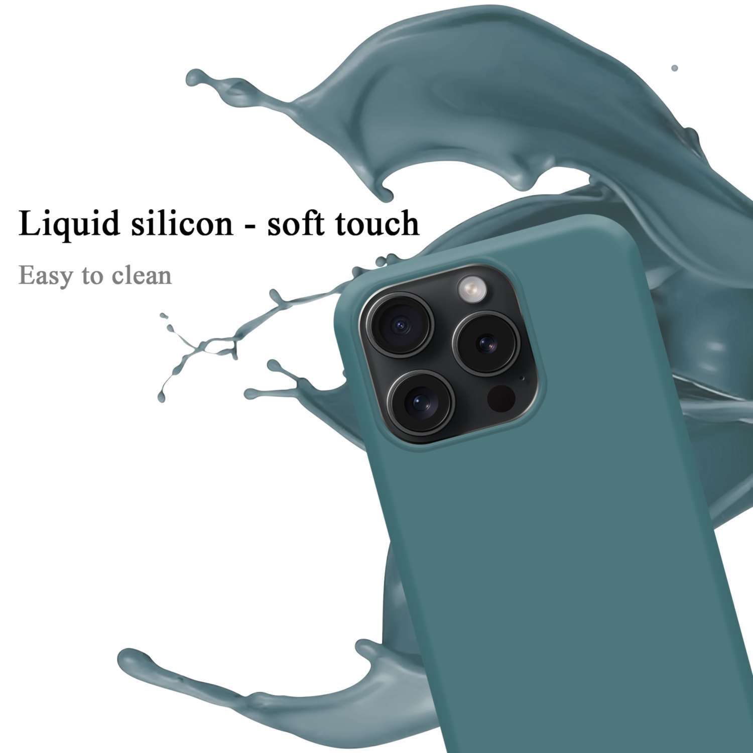 CADORABO Hülle im Liquid Silicone Case GRÜN Style, Backcover, LIQUID 15 Apple, PRO, iPhone