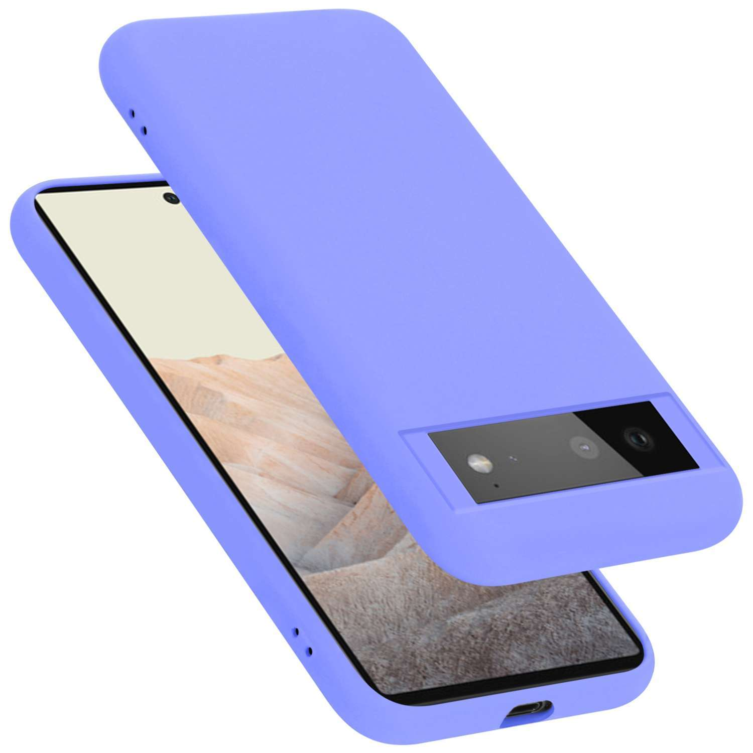 CADORABO Hülle im Google, Silicone HELL LIQUID Backcover, 6, Style, PIXEL LILA Case Liquid