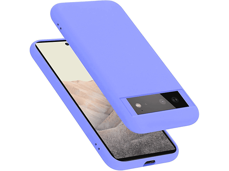 CADORABO Hülle im Liquid Silicone Case Google, 6, LILA LIQUID Backcover, HELL Style, PIXEL