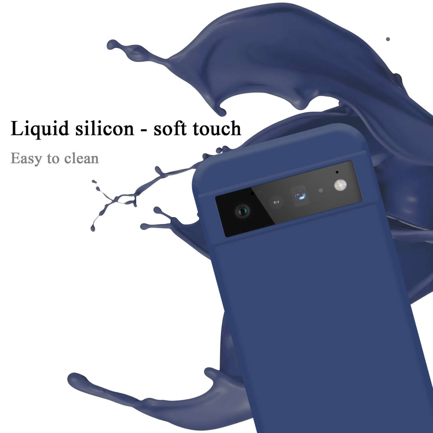 CADORABO Hülle PIXEL Liquid Backcover, im LIQUID BLAU Case Style, 6 Silicone PRO, Google
