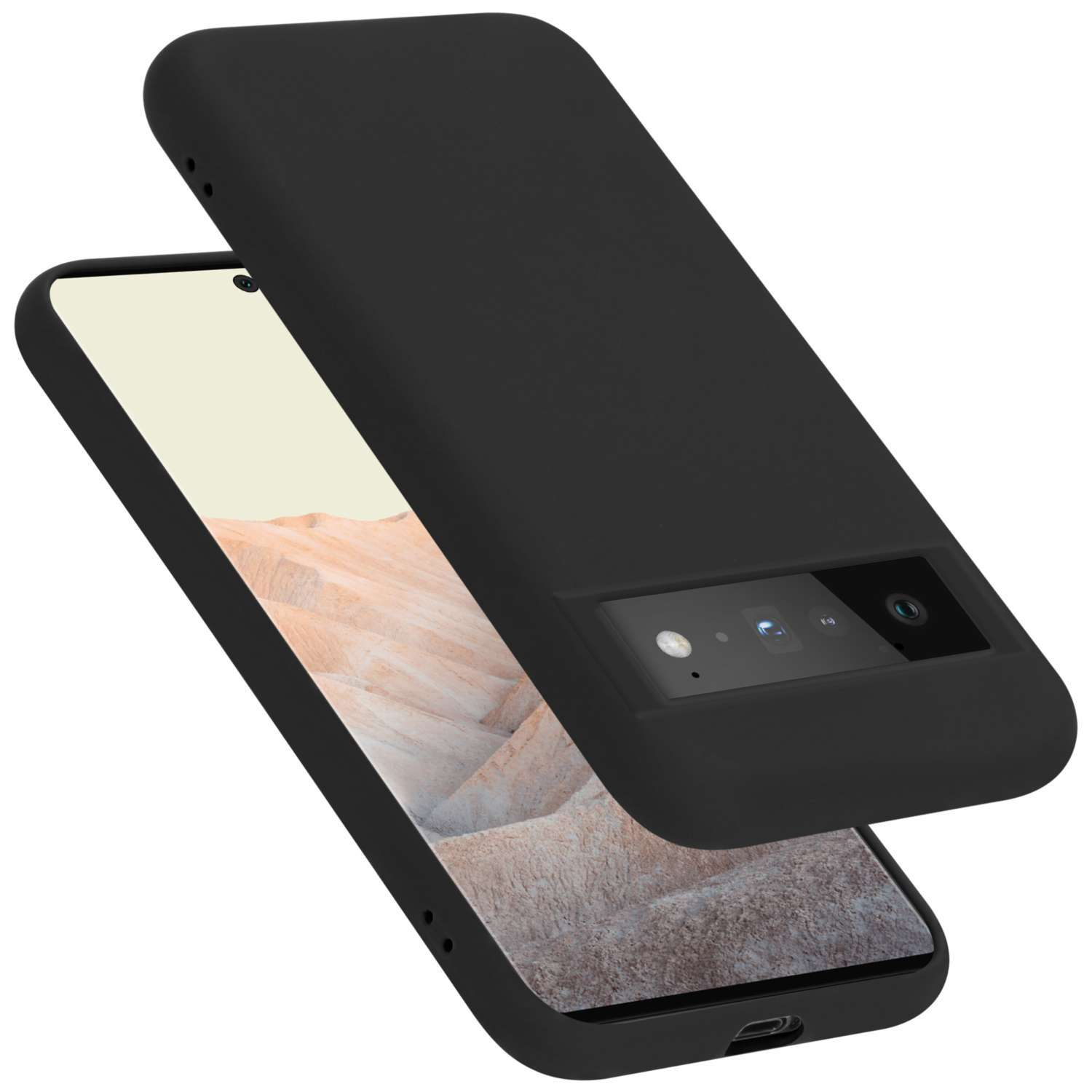 im Hülle Google, PRO, LIQUID Liquid Backcover, Style, CADORABO Silicone PIXEL 6 SCHWARZ Case