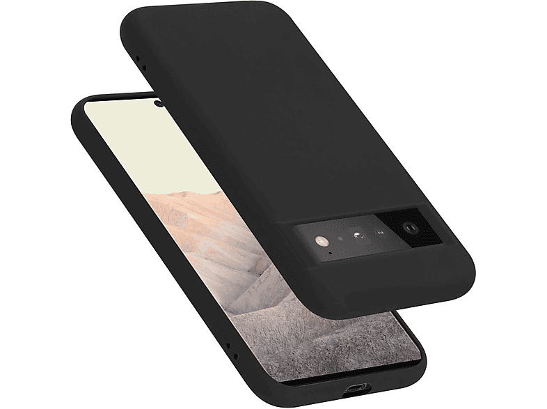 CADORABO Hülle im Liquid Case Silicone Style, 6 SCHWARZ LIQUID PIXEL PRO, Google, Backcover