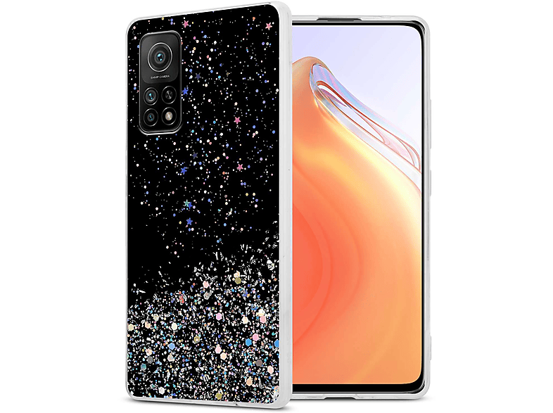 Xiaomi, CADORABO Glitter, funkelnden Backcover, Glitter / PRO, Schwarz mit Schutzhülle 10T 10T Mi Mi mit