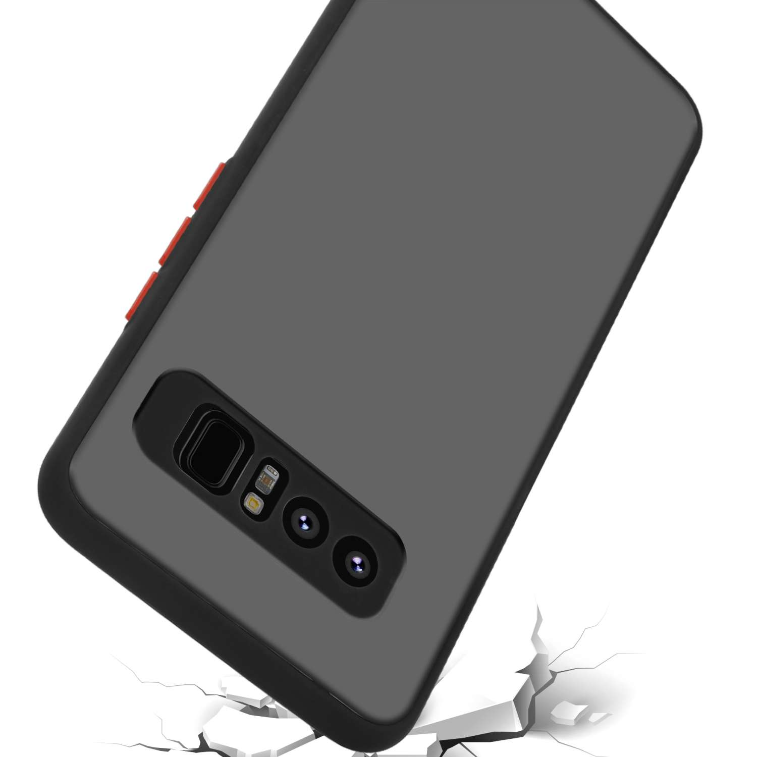 Galaxy Rückseite, Schwarz 8, und Innenseite TPU Hybrid matter Kunststoff Samsung, Matt Schutzhülle CADORABO Silikon NOTE Hülle mit Backcover,