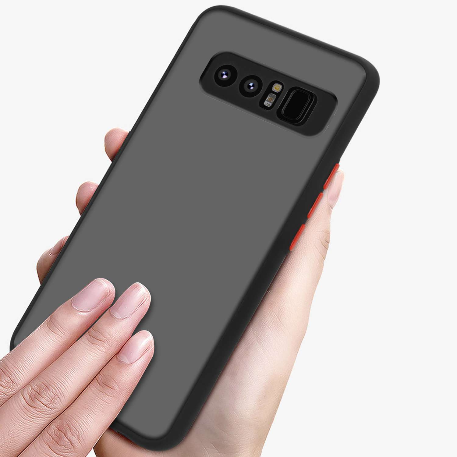 CADORABO Hülle Hybrid Schutzhülle matter Schwarz Kunststoff Silikon Innenseite Samsung, Matt NOTE Backcover, TPU und Galaxy Rückseite, mit 8