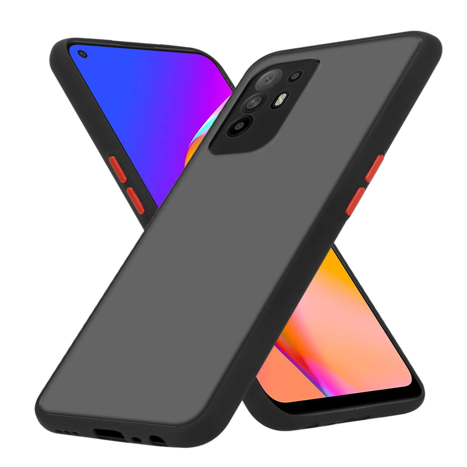 Innenseite Silikon Kunststoff matter 5G, Schwarz und Backcover, Hybrid TPU Schutzhülle Hülle A94 Rückseite, Matt CADORABO mit Oppo,