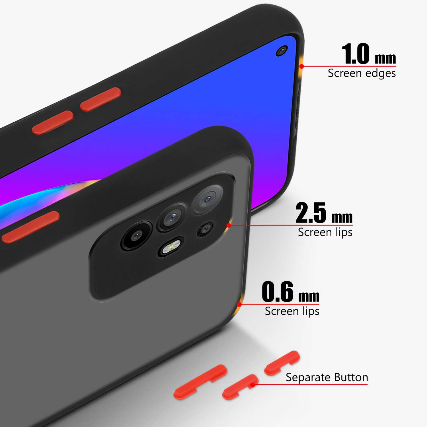 CADORABO Hülle Hybrid Schutzhülle mit Backcover, A94 TPU Innenseite 5G, Oppo, und Silikon Schwarz matter Kunststoff Matt Rückseite