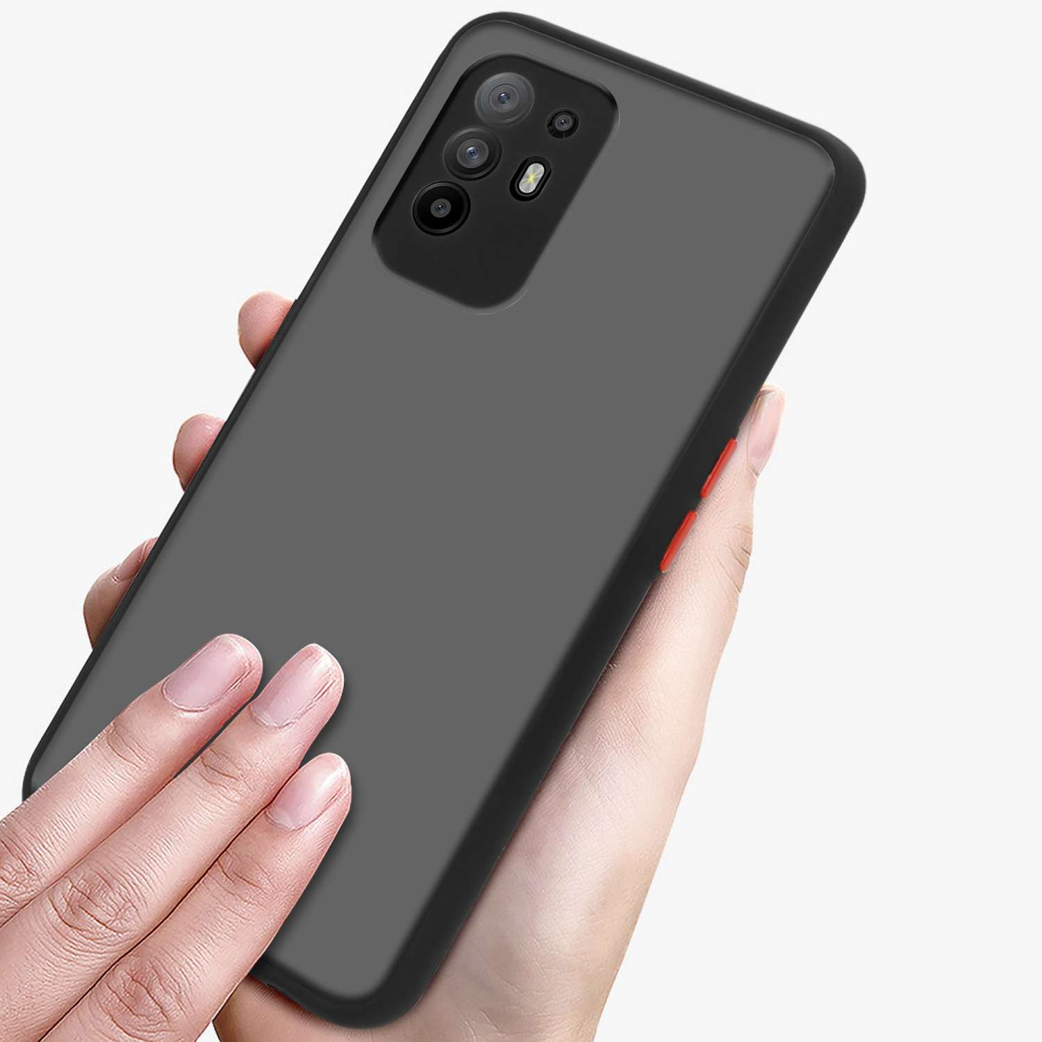 TPU Matt und mit Rückseite, Schwarz matter Oppo, Hülle A94 Innenseite Backcover, 5G, Silikon Schutzhülle Hybrid CADORABO Kunststoff