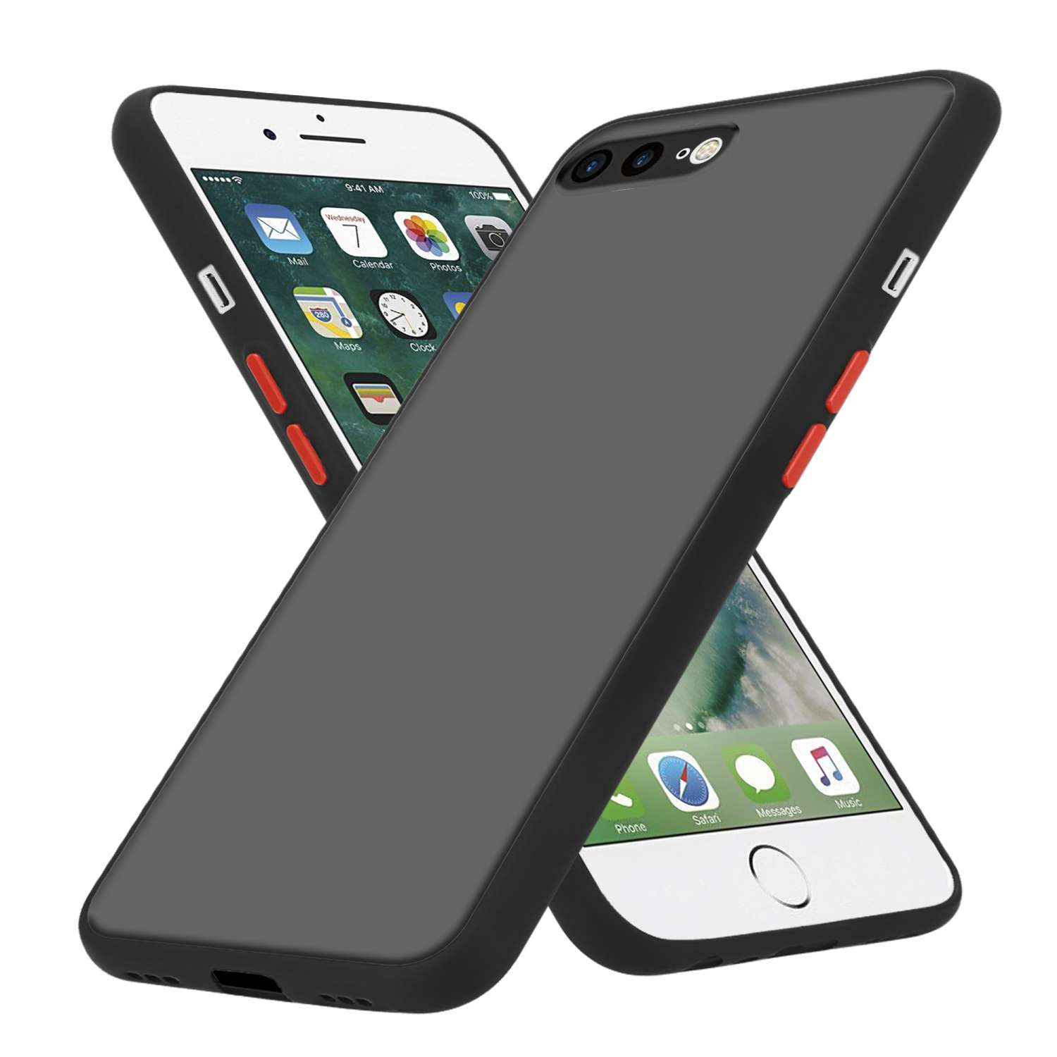 Matt Hülle Apple, / 7 PLUS, Schutzhülle 7S CADORABO Hybrid 8 mit TPU und PLUS Innenseite Rückseite, matter Backcover, Silikon Kunststoff / Schwarz PLUS iPhone