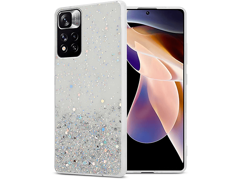 RedMi Xiaomi, funkelnden Glitter, mit PRO+, Schutzhülle CADORABO NOTE mit Transparent 11 Glitter Backcover,