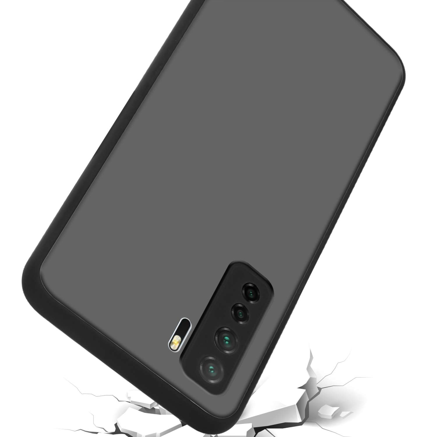 CADORABO Hülle LITE 5G Schutzhülle Kunststoff Silikon Rückseite, P40 7 Matt SE, matter Innenseite Huawei, TPU Hybrid Schwarz / NOVA Backcover, mit und