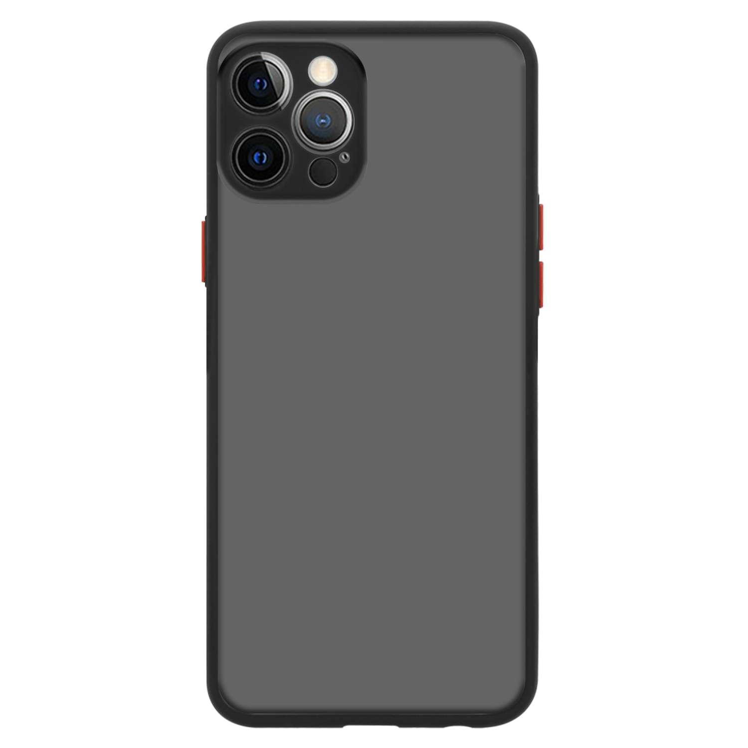 Uno smartphone grigio scuro con configurazione a tripla fotocamera, tenuto in posizione verticale.