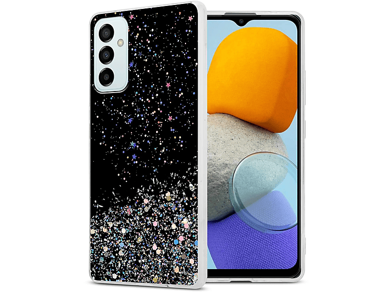 CADORABO Schutzhülle mit funkelnden Glitter, Galaxy Samsung, Schwarz mit Glitter 5G, M23 Backcover