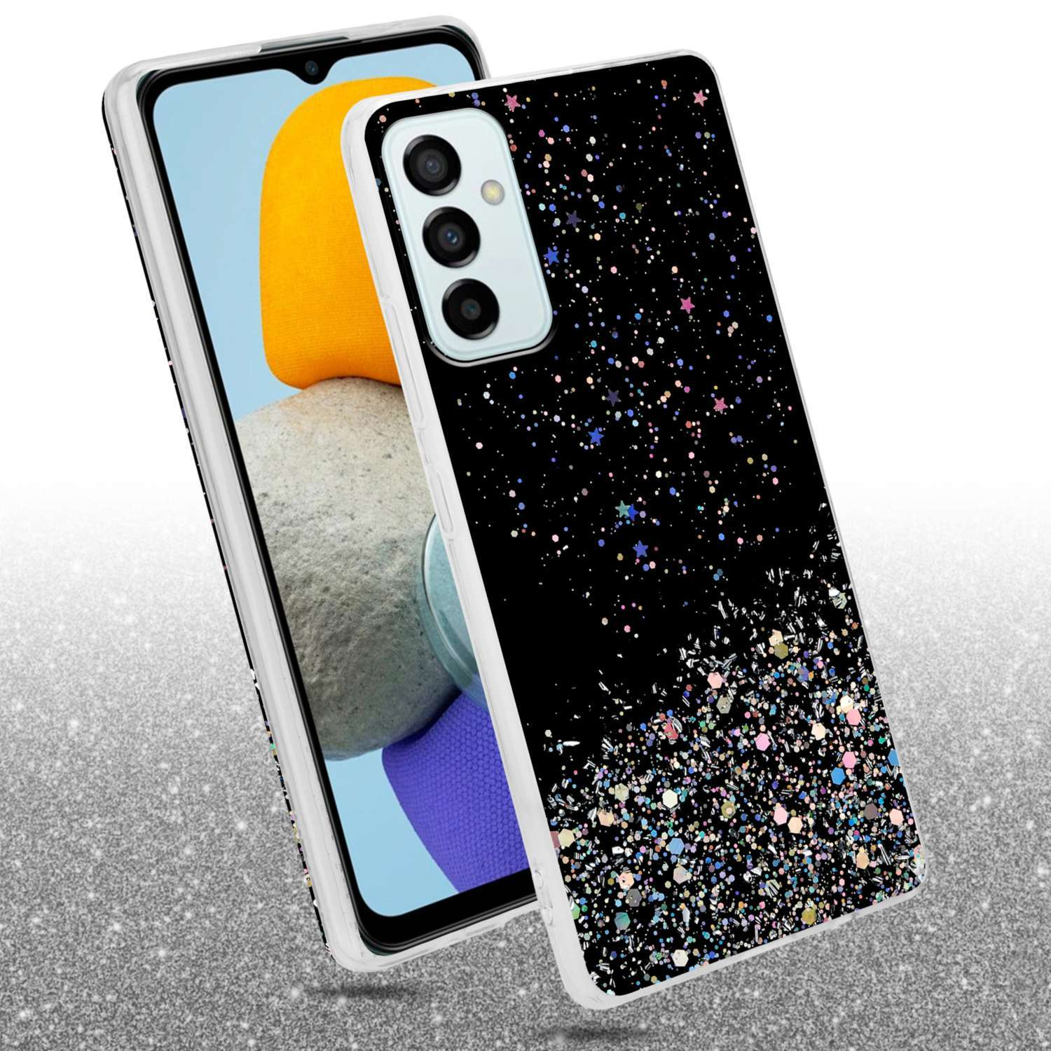 mit mit Schwarz CADORABO Galaxy Backcover, 5G, funkelnden Glitter, Schutzhülle Glitter M23 Samsung,