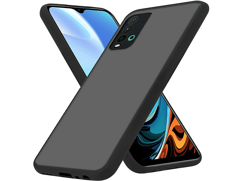 CADORABO Hülle Hybrid Schutzhülle mit TPU Silikon Innenseite und matter Kunststoff Rückseite, Backcover, Xiaomi, RedMi 9T, Matt Schwarz