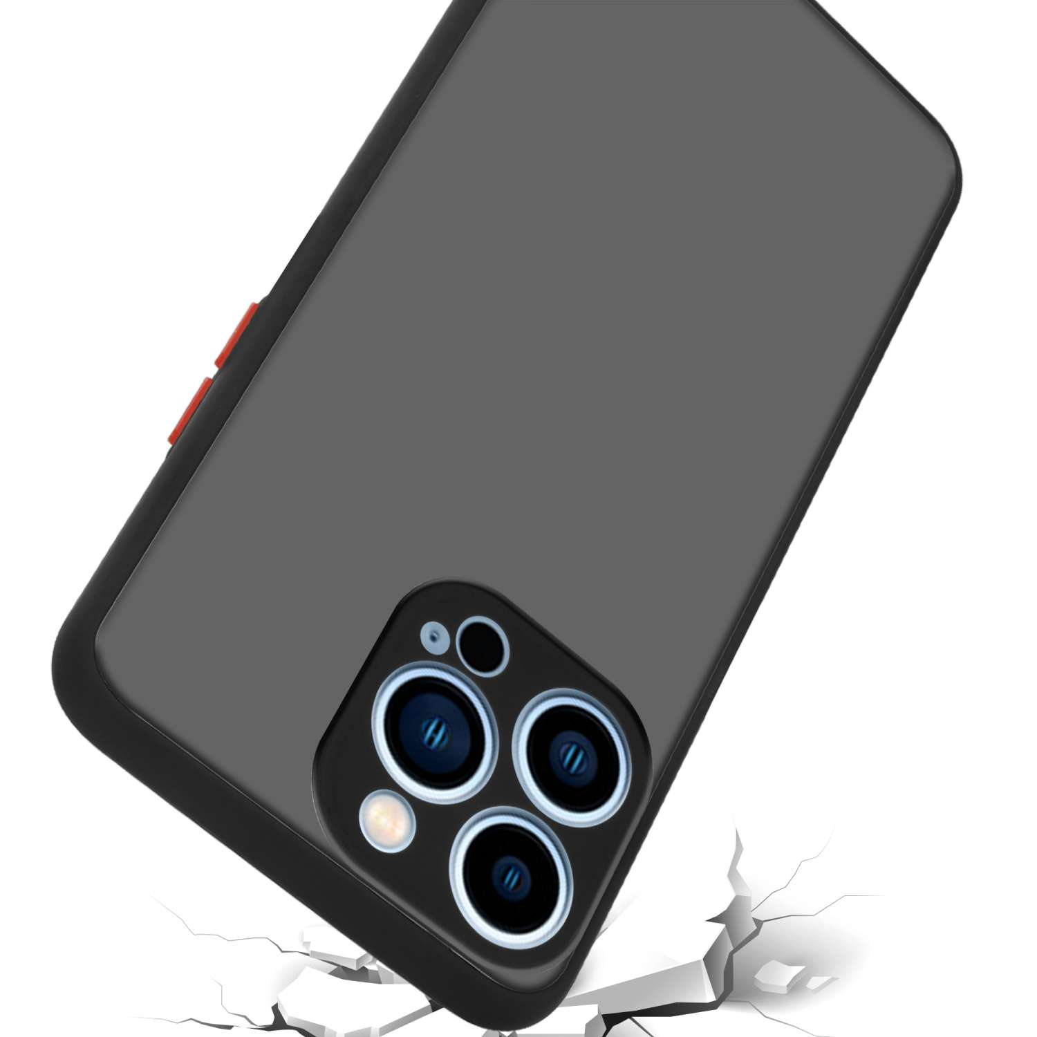 CADORABO Hülle Hybrid TPU Rückseite, mit 13 Schutzhülle Kunststoff matter Silikon und Schwarz Apple, Backcover, PRO, Innenseite Matt iPhone