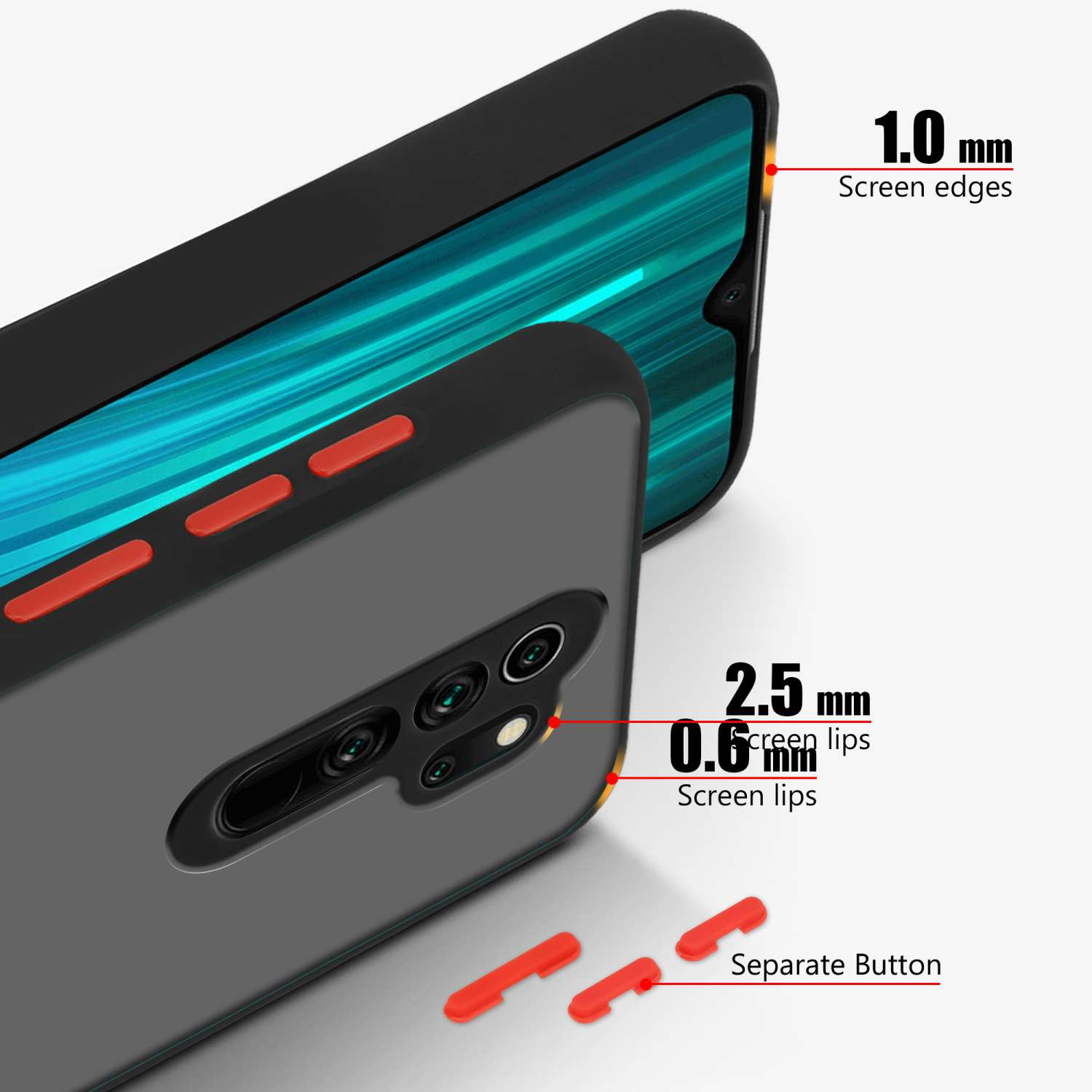 Hülle 8 CADORABO Schutzhülle TPU Matt RedMi Schwarz Hybrid mit Backcover, Rückseite, PRO, NOTE und matter Xiaomi, Kunststoff Innenseite Silikon