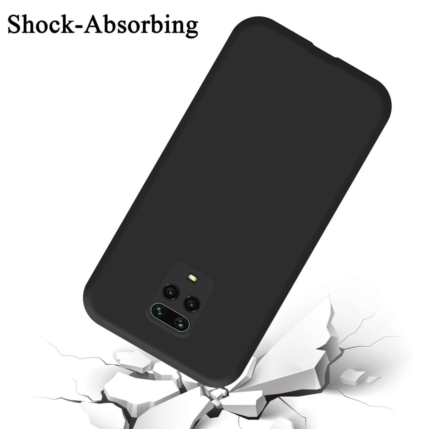 / SCHWARZ Hülle Silicone Backcover, CADORABO 9 PRO Case Style, im RedMi 9S, NOTE Liquid LIQUID Xiaomi, NOTE