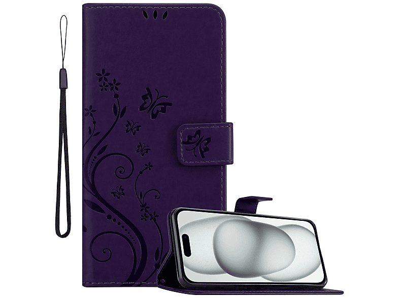 Cadorabo Custodia Libro per Motorola Moto G6 Plus in BLU FIORE – in Design di Fiore con Chiusura Magnetica, Funzione Stand e 3 Vani di Carte