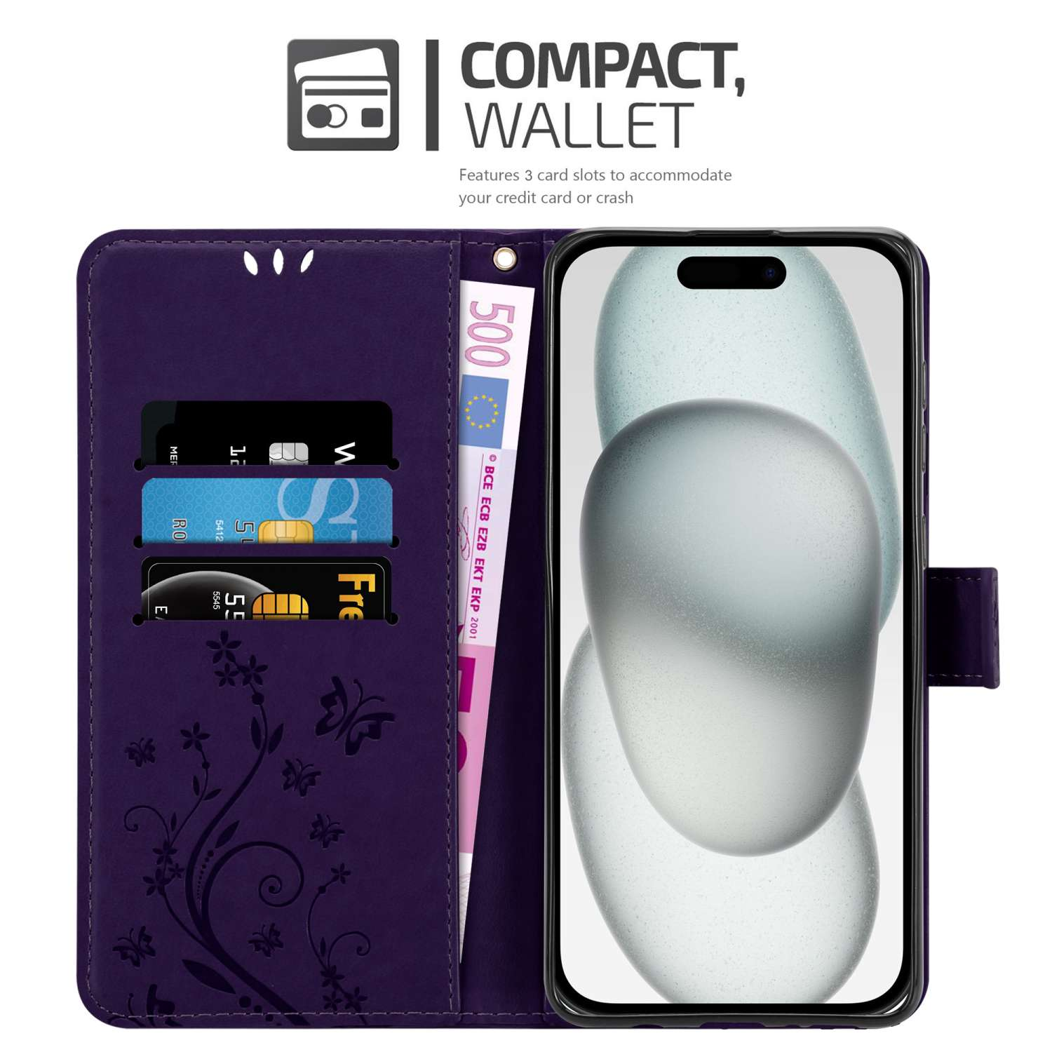 betterfon Custodia per cellulare compatibile con Motorola Moto G56 5G, custodia a portafoglio in TPU di alta qualità con scomparti per carte di credito, chiusura magnetica, colore nero