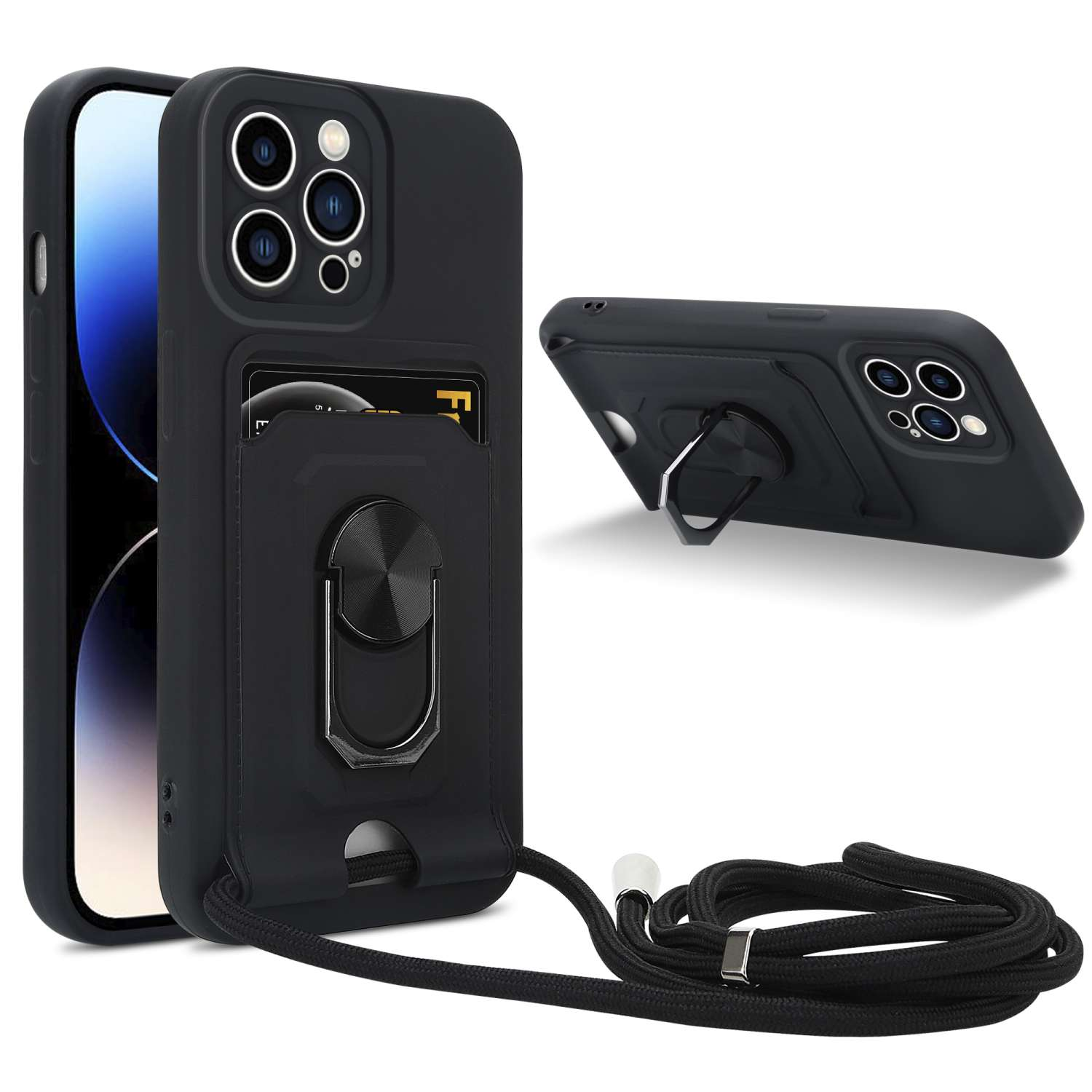 Rokmym Cover compatibile con iPhone 14 Pro Max con cordino per collana in TPU Silicone Custodia Protettiva Custodia [Cordino con Cordino Regolabile Lunghezza Catena] Cover per iPhone 14 Pro Max