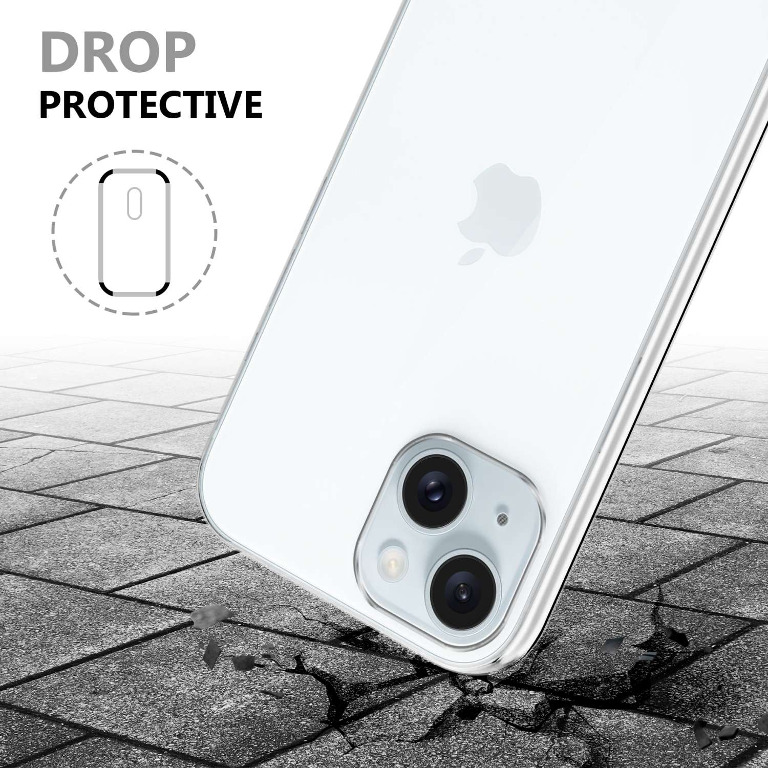 CADORABO TPU 360 Grad Case Backcover, PLUS, Apple, Hülle, TRANSPARENT iPhone 15