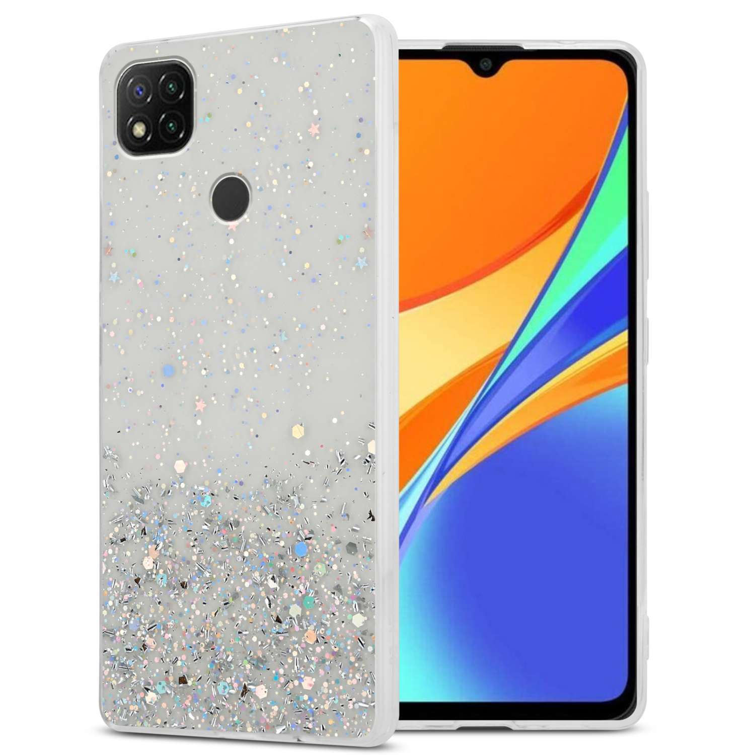 CADORABO in silicone TPU flessibile con glitter scintillanti CUSTODIA per RedMi NOTE 8 PRO, Trasparente con Glitter